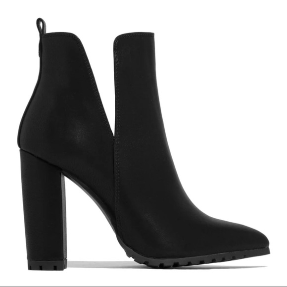 Black Faux Leather Ankle Bootie - Picture 2 of 5